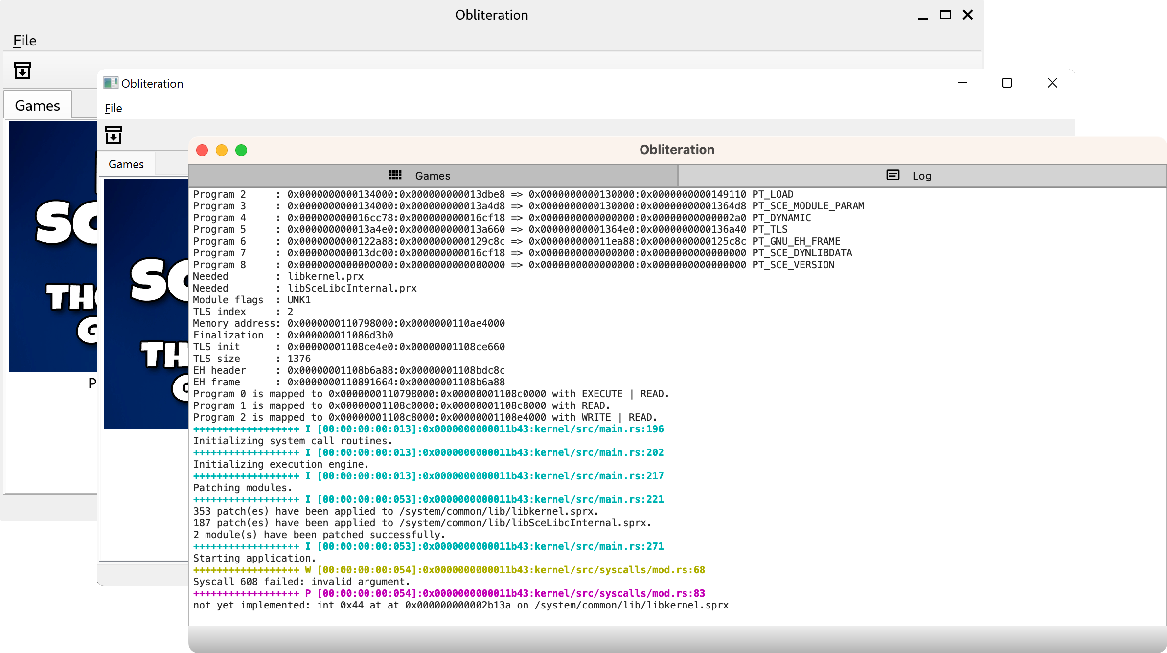 Screenshot of Obliteration on MacOS